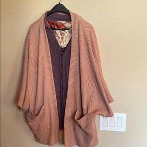 Aerie Brown waffle Textured Sweater Sz Very Oversized S PTP 32”, L 30”